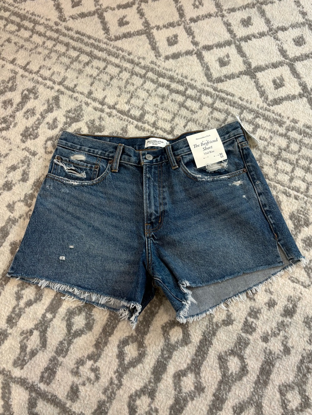 Abercrombie & Fitch Dark Blue Distressed Denim Cutoff Shorts